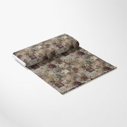- Patched Memories Pattern 1 Quilting Cotton Fabric  
- Quilting, cotton, fabric, yardage  
- Floral, vintage, patchwork, rustic  
- Muted tones, beige, brown, green, faded red  
- Textured, classic, decorative, soft