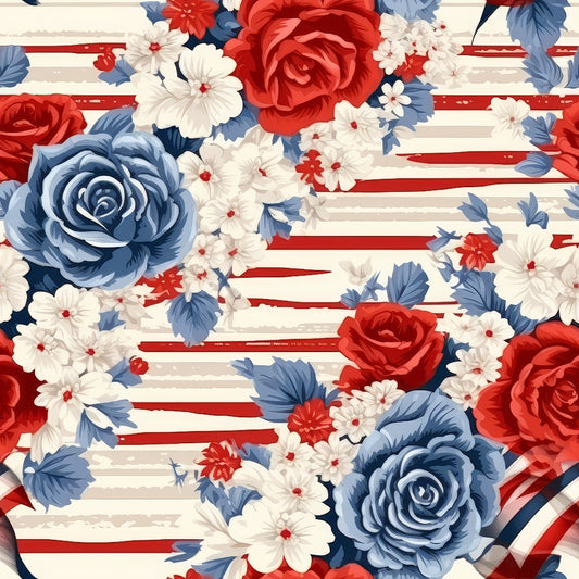 Patriotic Shabby Chic Pattern 2 Quilting Cotton Fabric