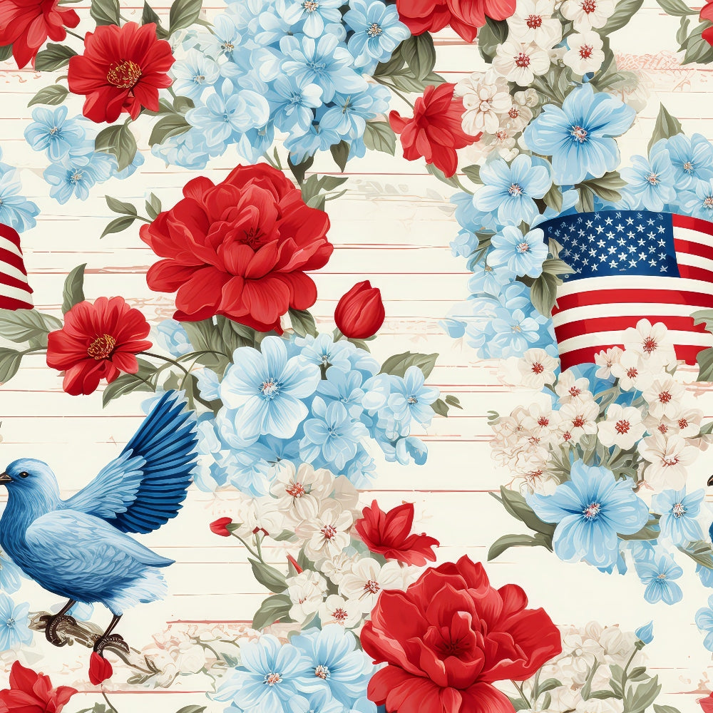 Patriotic Shabby Chic Pattern 5 Quilting Cotton Fabric