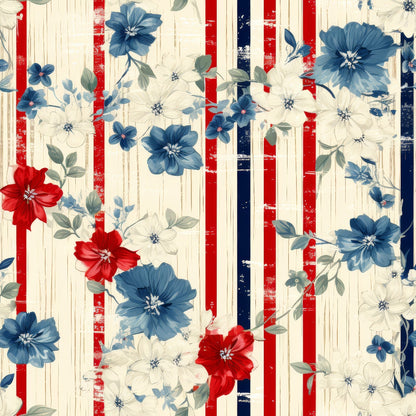 Patriotic Shabby Chic Pattern 7 Quilting Cotton Fabric