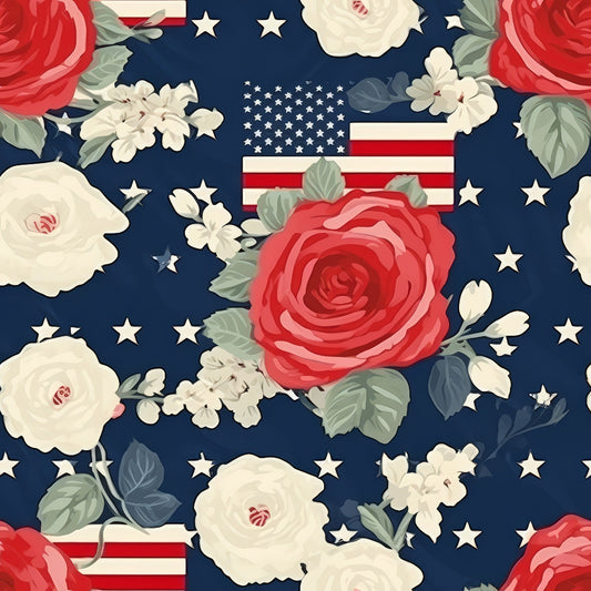 Patriotic Shabby Chic Pattern 8 Quilting Cotton Fabric