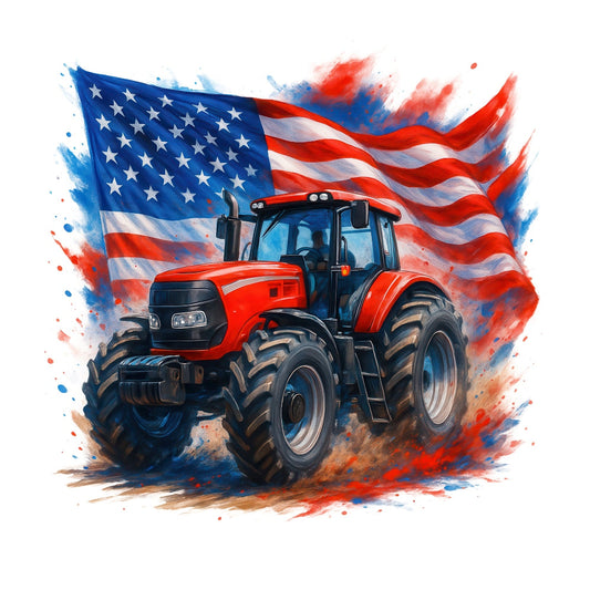 Patriotic Tractor Fabric Panel 1