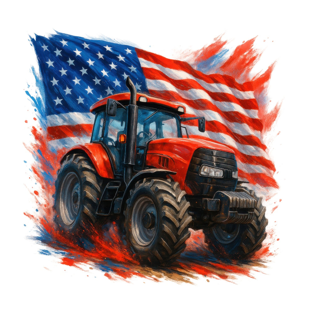 Patriotic Tractor Fabric Panel 9
