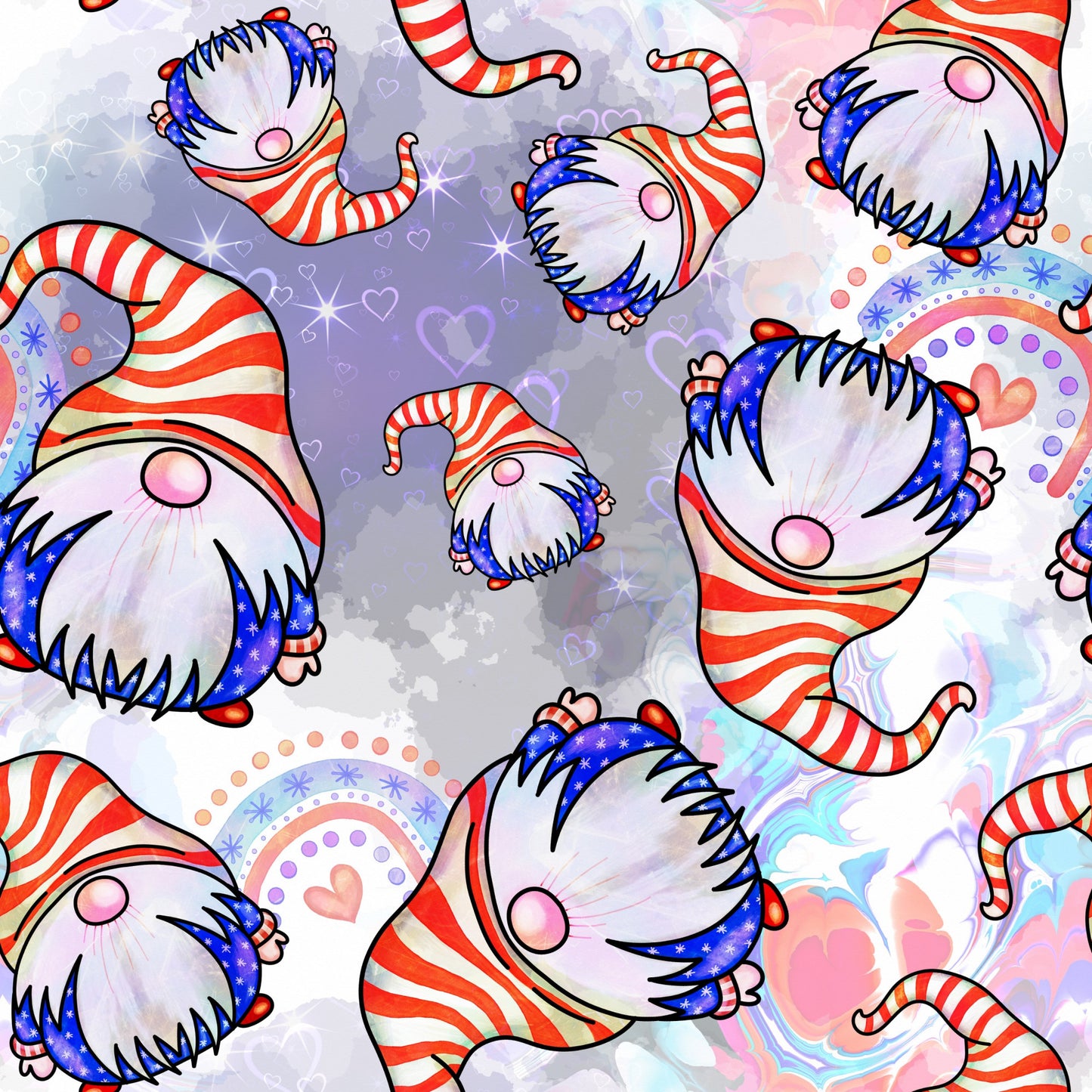 Patriotic Gnomes Pattern 4 Quilting Cotton Fabric