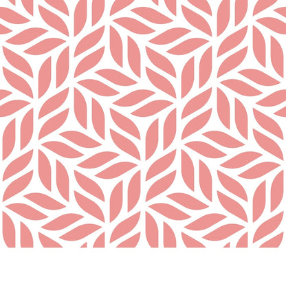 A seamless pattern of pink, overlapping petal-like shapes arranged in a geometric, repeating design on a white background.