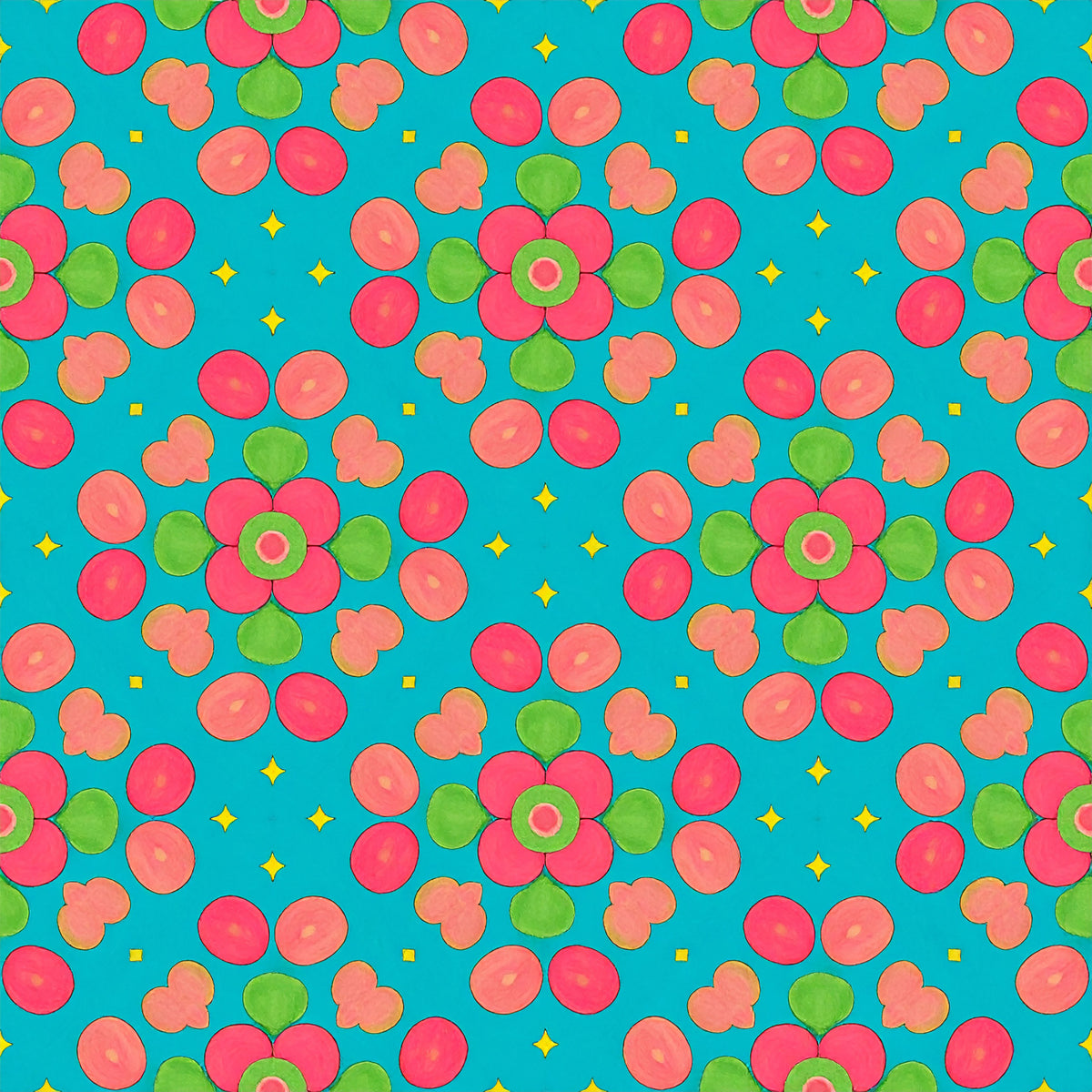 Peacock Teardrop Florals Pattern 11 Quilting Cotton Fabric