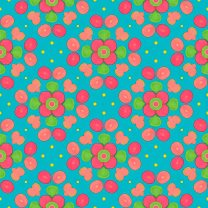 Peacock Teardrop Florals Pattern 11 Quilting Cotton Fabric