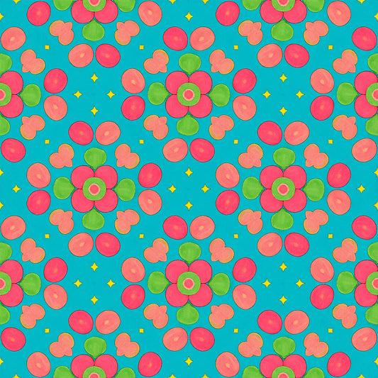 Peacock Teardrop Florals Pattern 11 Quilting Cotton Fabric