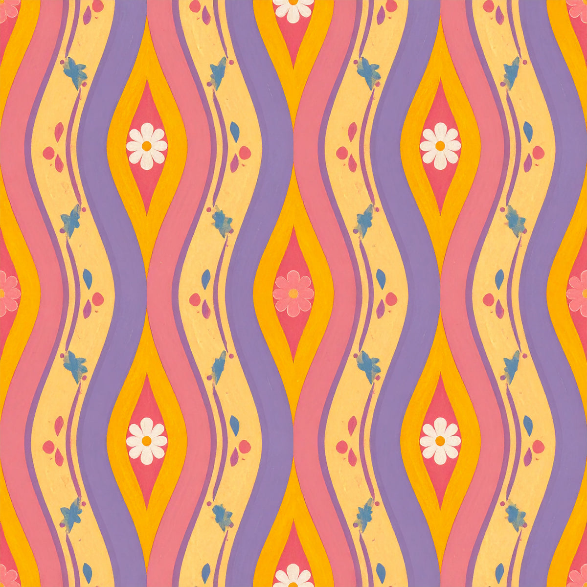 Peacock Teardrop Florals Pattern 24 Quilting Cotton Fabric