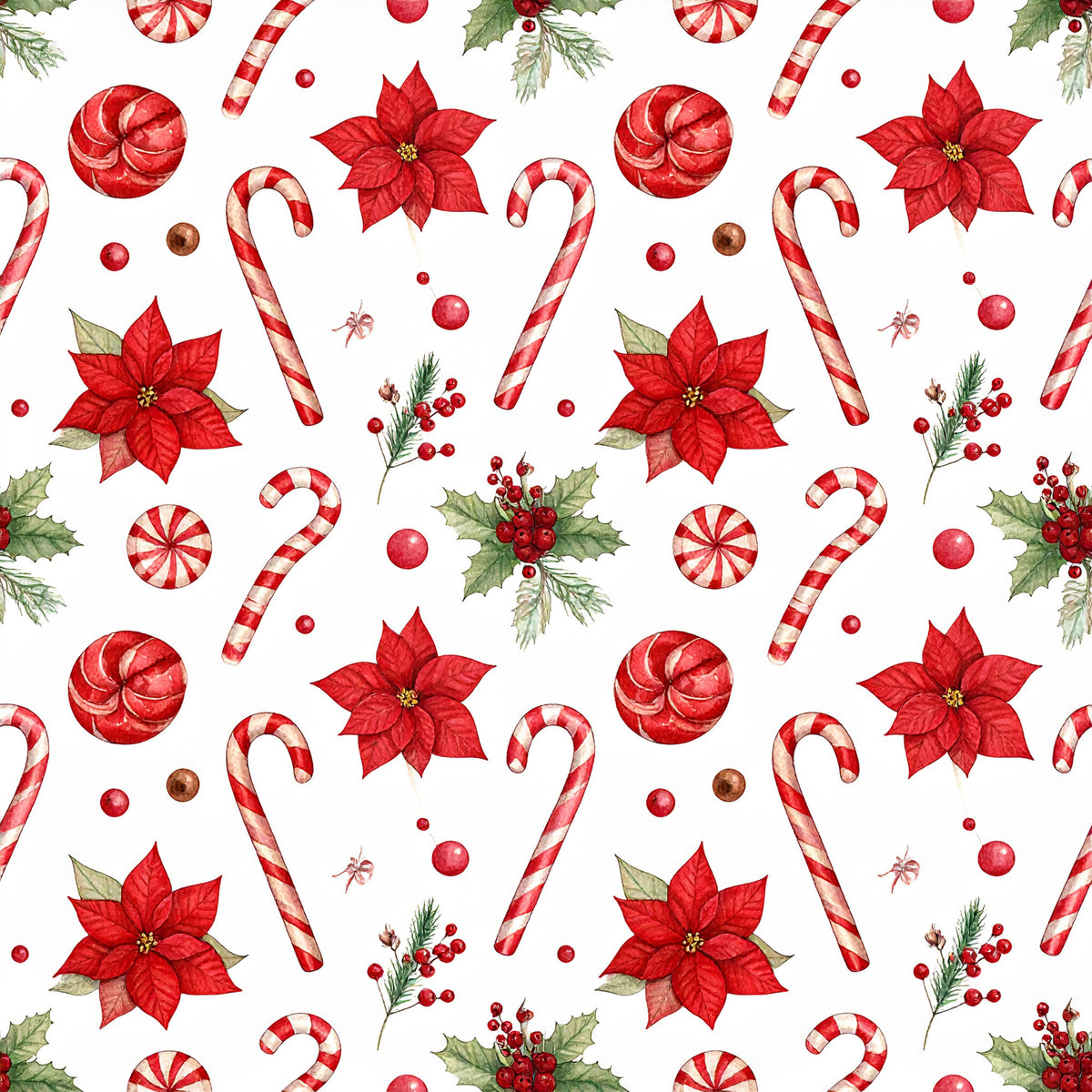 Peppermint Spice Christmas Pattern 8 Quilting Cotton Fabric