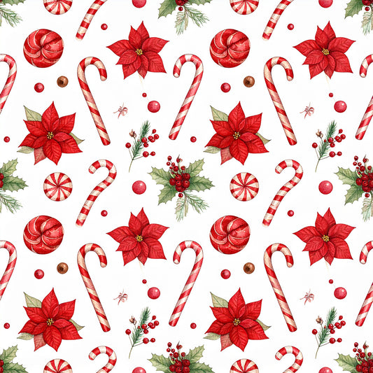 Peppermint Spice Christmas Pattern 8 Quilting Cotton Fabric