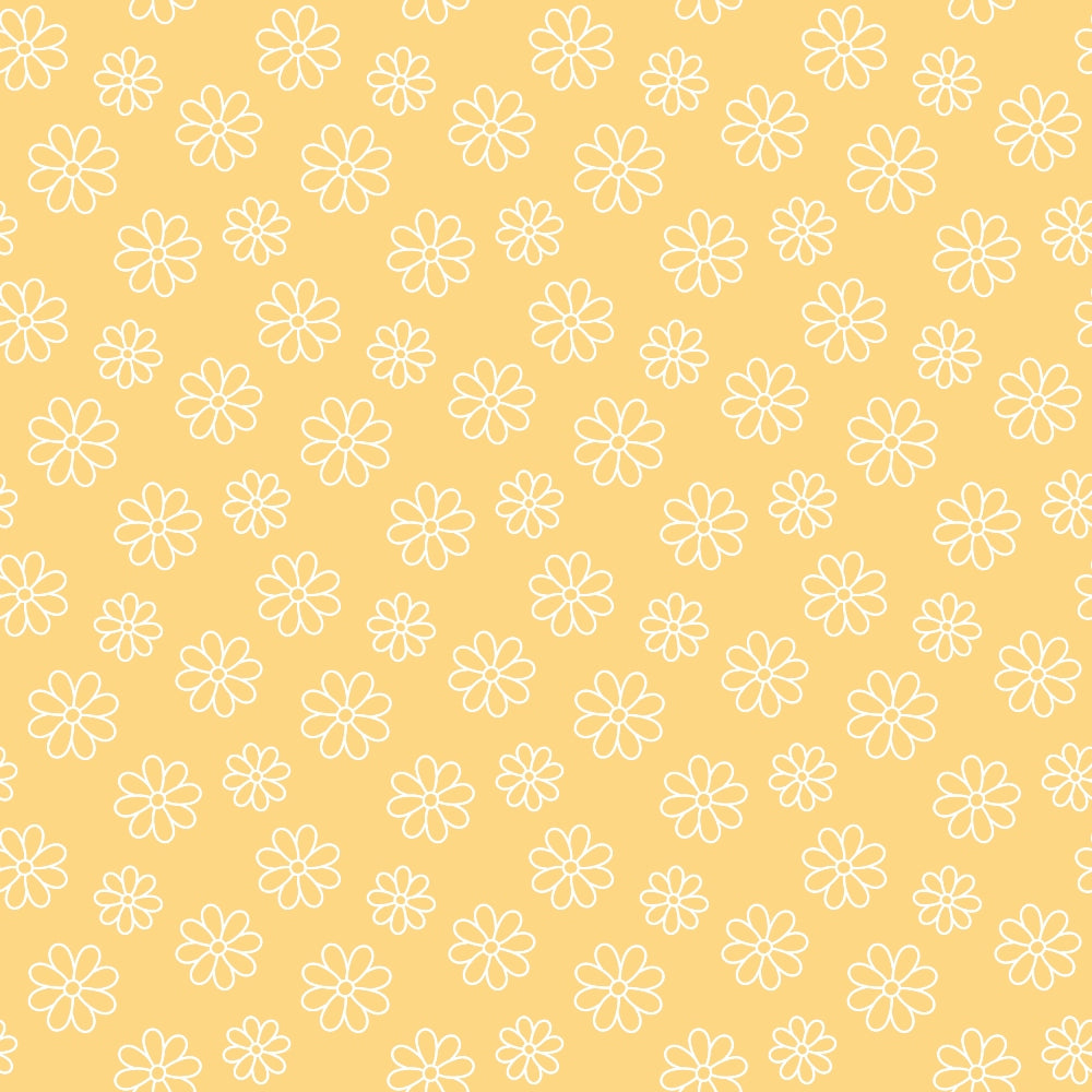 Periwinkle Dreams Daisies Outline on Yellow Quilting Cotton Fabric