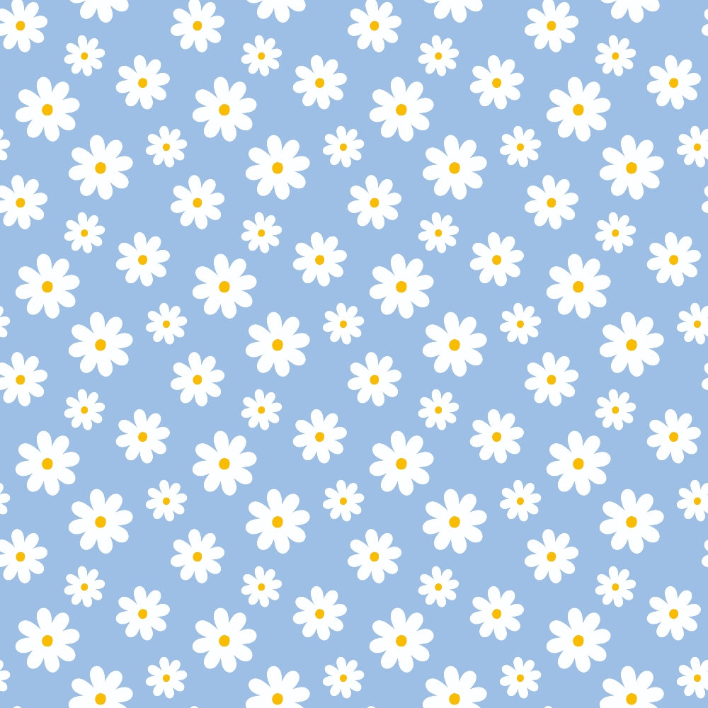 Periwinkle Dreams White Daisies on Periwinkle Quilting Cotton Fabric