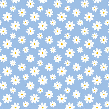 Periwinkle Dreams White Daisies on Periwinkle Quilting Cotton Fabric