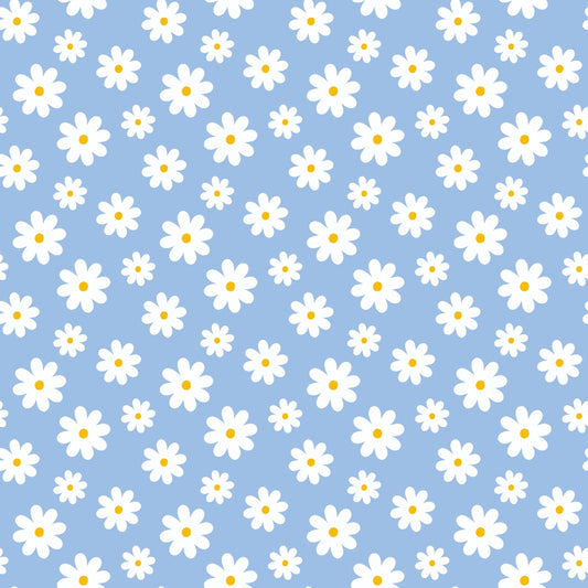 Periwinkle Dreams White Daisies on Periwinkle Quilting Cotton Fabric