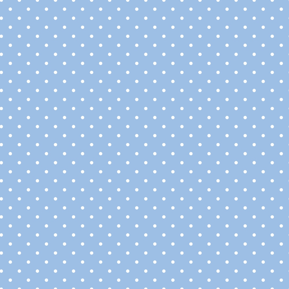 Light blue background with a pattern of small white polka dots evenly spaced across the image.