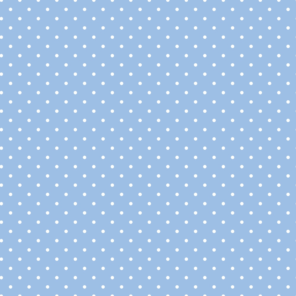Light blue background with a pattern of small white polka dots evenly spaced across the image.