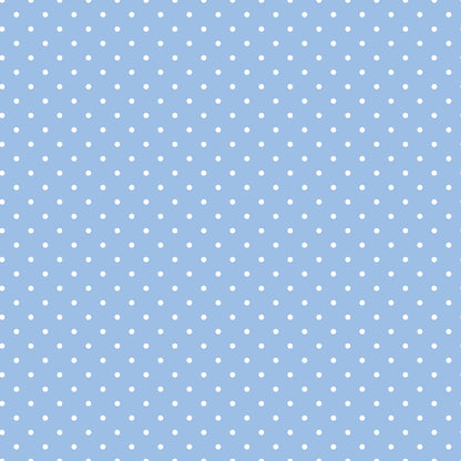 Light blue background with a pattern of small white polka dots evenly spaced across the image.