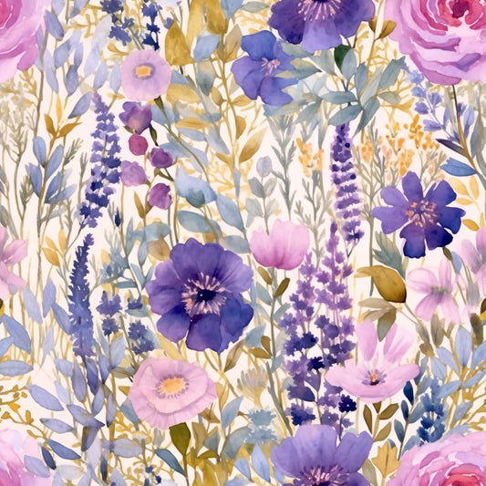Periwinkle Purple Pink Floral Pattern 1 Quilting Cotton Fabric
