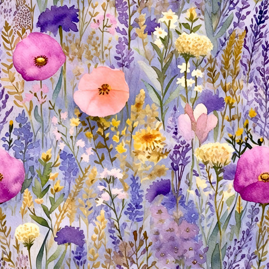 Periwinkle Purple Pink Floral Pattern 11 Quilting Cotton Fabric