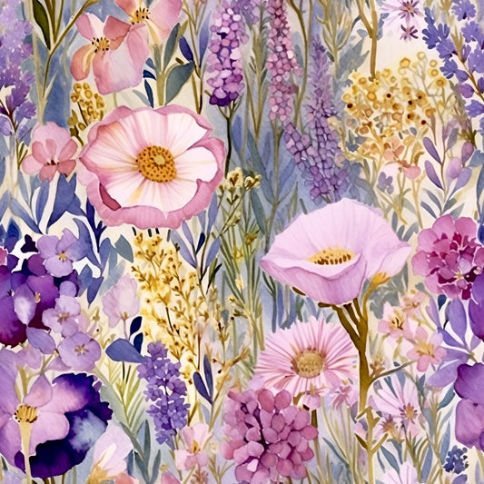 Periwinkle Purple Pink Floral Pattern 17 Quilting Cotton Fabric