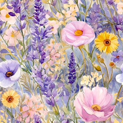 Periwinkle Purple Pink Floral Pattern 2 Quilting Cotton Fabric