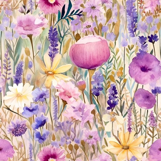 Periwinkle Purple Pink Floral Pattern 5 Quilting Cotton Fabric