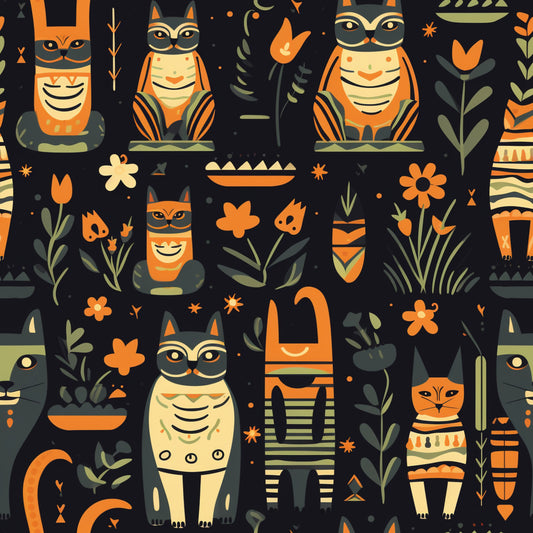 Pharaoh Felines Pattern 1 Quilting Cotton Fabric