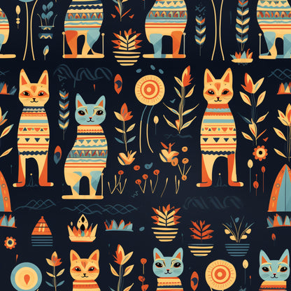 Pharaoh Felines Pattern 12 Quilting Cotton Fabric