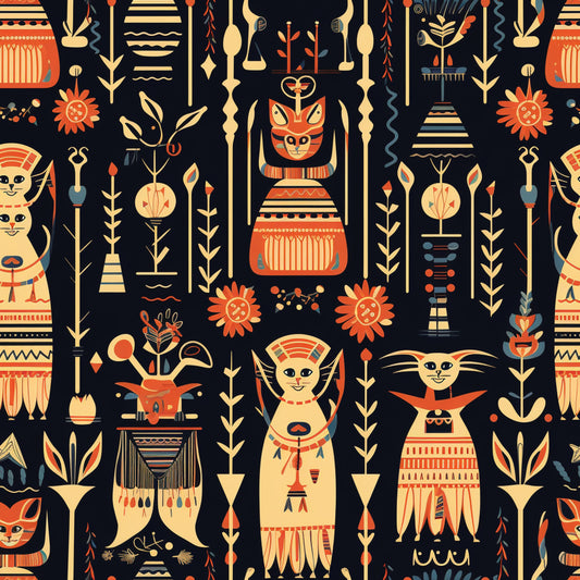 Pharaoh Felines Pattern 13 Quilting Cotton Fabric