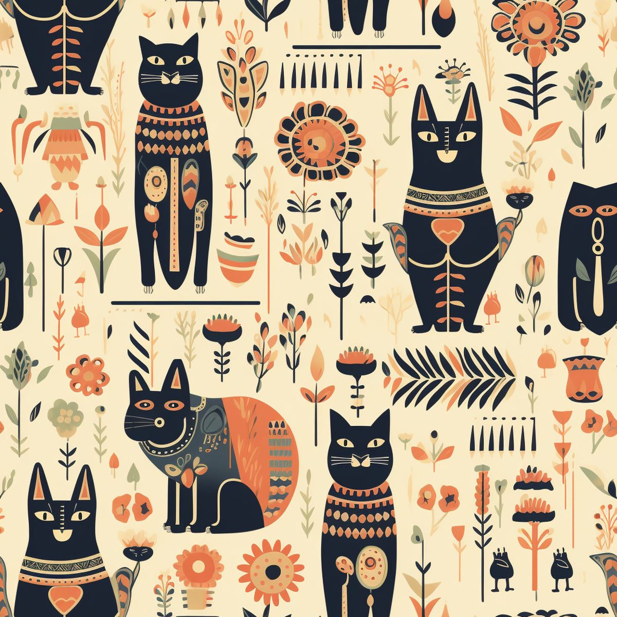 Pharaoh Felines Pattern 14 Quilting Cotton Fabric