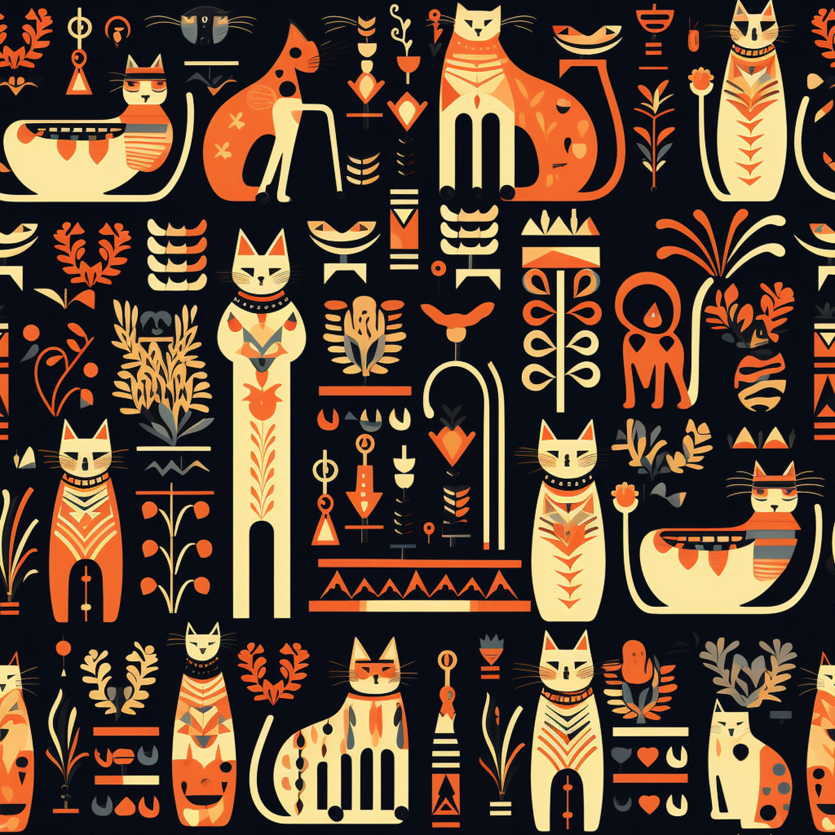 Pharaoh Felines Pattern 2 Quilting Cotton Fabric