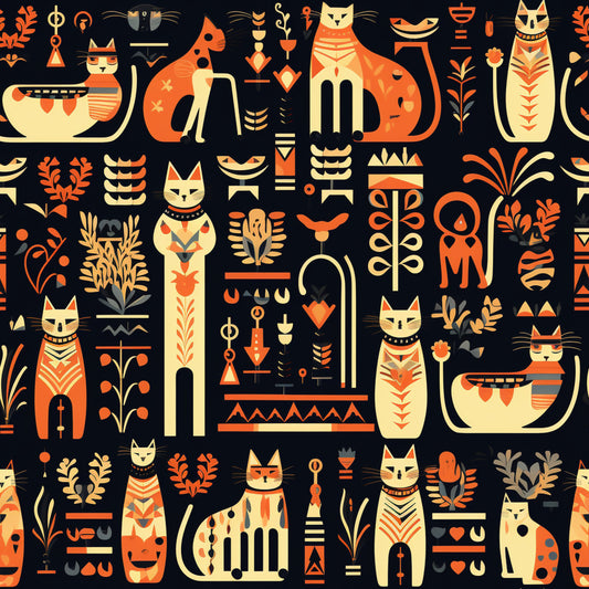 Pharaoh Felines Pattern 2 Quilting Cotton Fabric