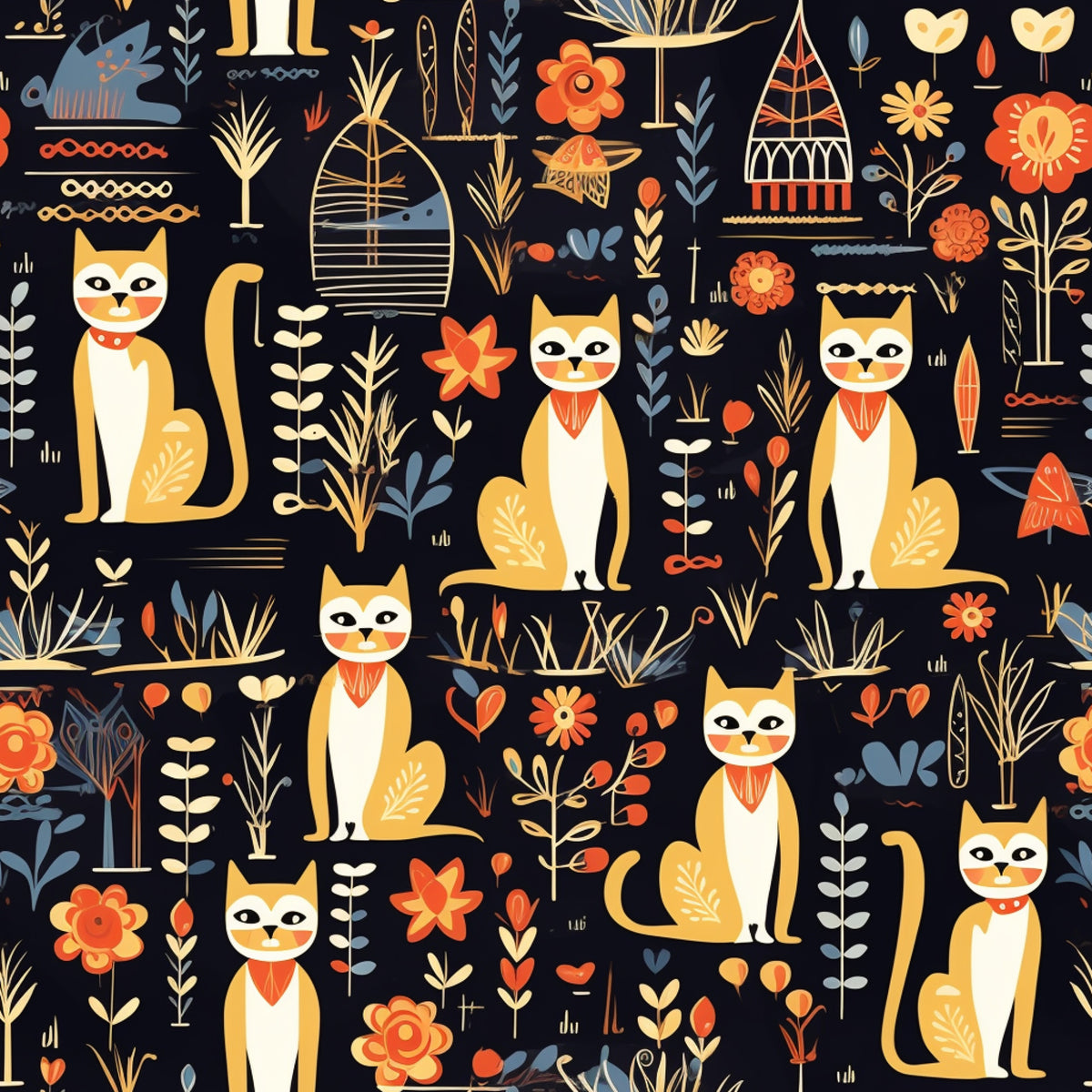 Pharaoh Felines Pattern 3 Quilting Cotton Fabric