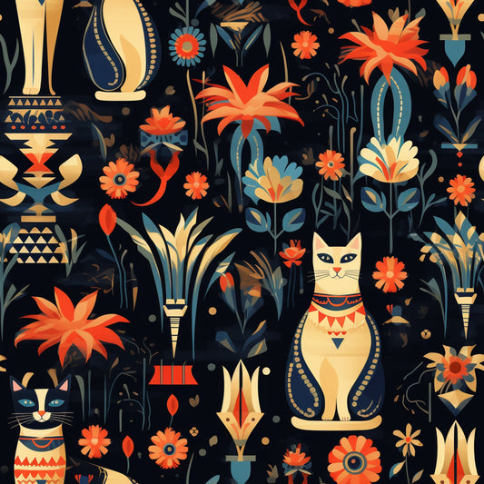 Pharaoh Felines Pattern 5 Quilting Cotton Fabric