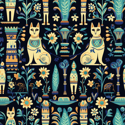 Pharaoh Felines Pattern 7 Quilting Cotton Fabric