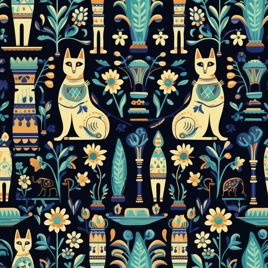 Pharaoh Felines Pattern 7 Quilting Cotton Fabric