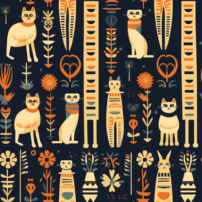 Pharaoh Felines Pattern 8 Quilting Cotton Fabric