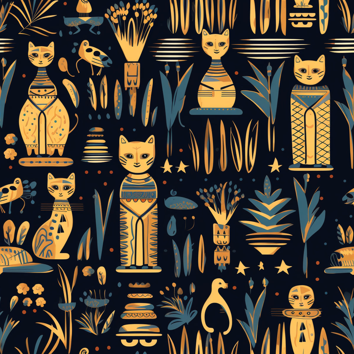Pharaoh Felines Pattern 9 Quilting Cotton Fabric
