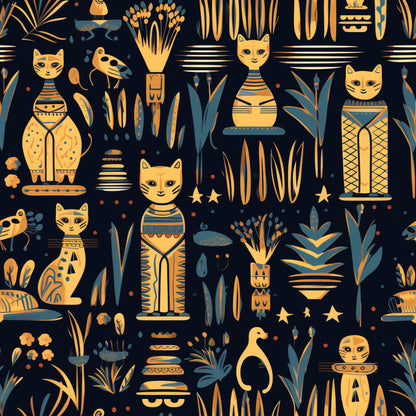 Pharaoh Felines Pattern 9 Quilting Cotton Fabric