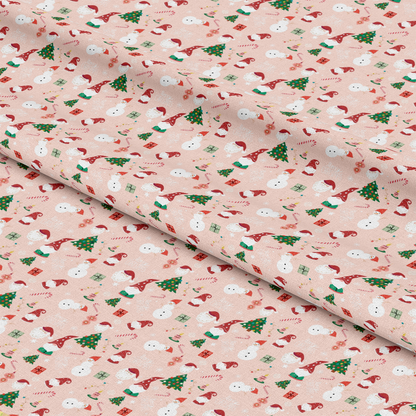 Pink Christmas Gnomes Pattern 12 Quilting Cotton Fabric