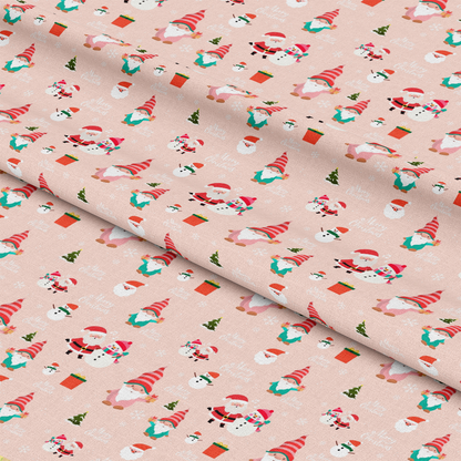 Pink Christmas Gnomes Pattern 4 Quilting Cotton Fabric