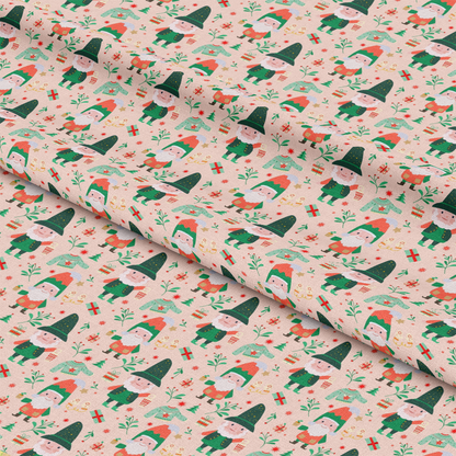 Pink Christmas Gnomes Pattern 7 Quilting Cotton Fabric