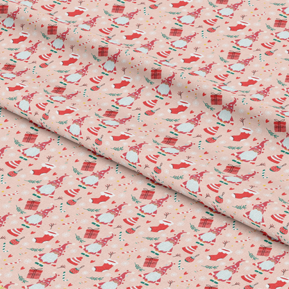 Pink Christmas Gnomes Pattern 8 Quilting Cotton Fabric