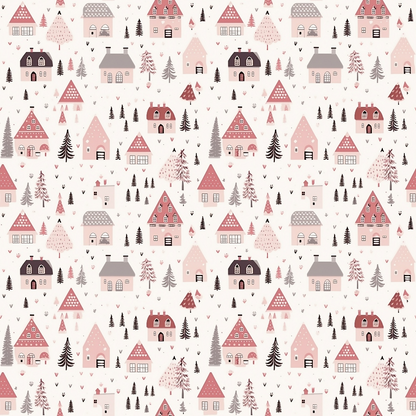 Pink Christmas Pattern 16 Quilting Cotton Fabric