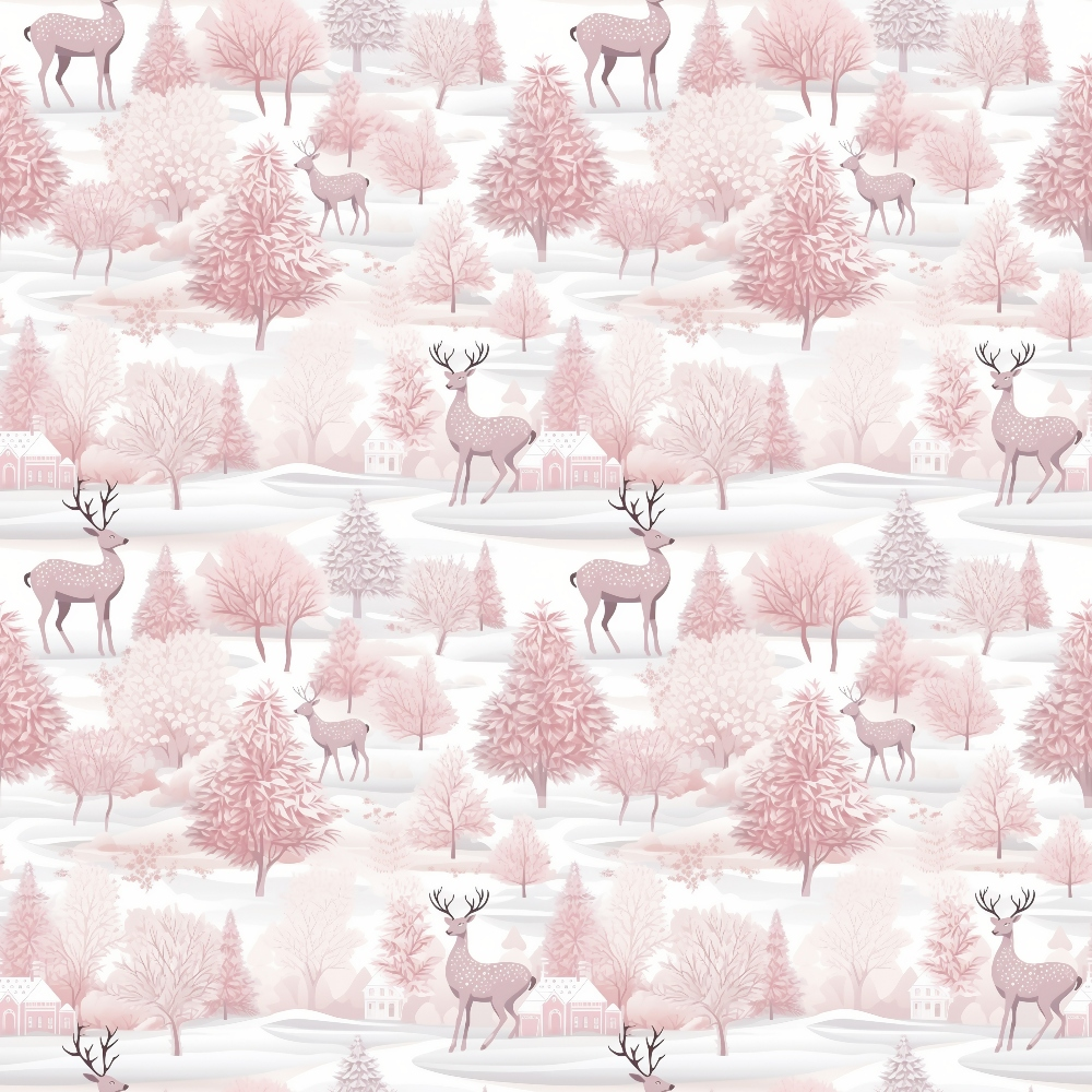 Pink Christmas Pattern 17 Quilting Cotton Fabric