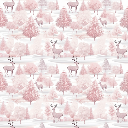 Pink Christmas Pattern 17 Quilting Cotton Fabric