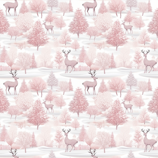 Pink Christmas Pattern 17 Quilting Cotton Fabric