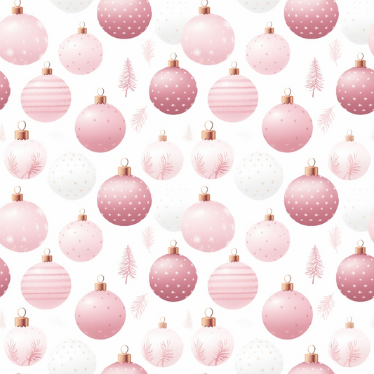 Pink Christmas Pattern 5 Quilting Cotton Fabric