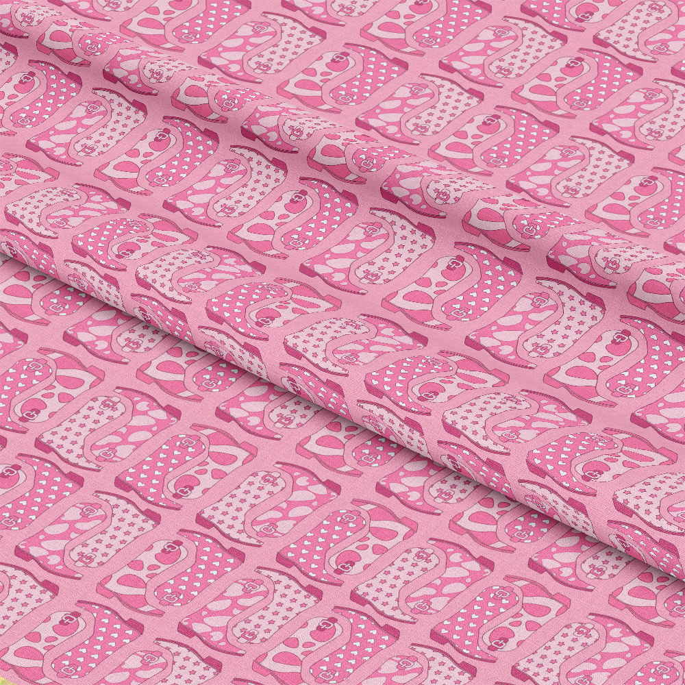 Pink Cowgirl Boots Pattern 1 Quilting Cotton Fabric